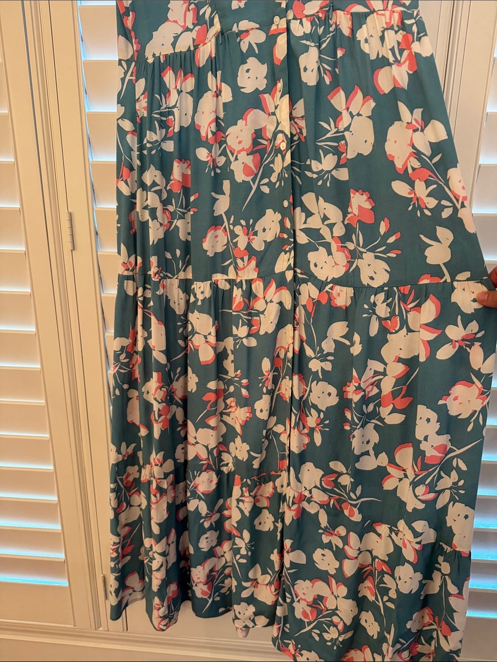 Seraphine Teal Floral V-Neck Maxi Dress - Picture 3 of 4